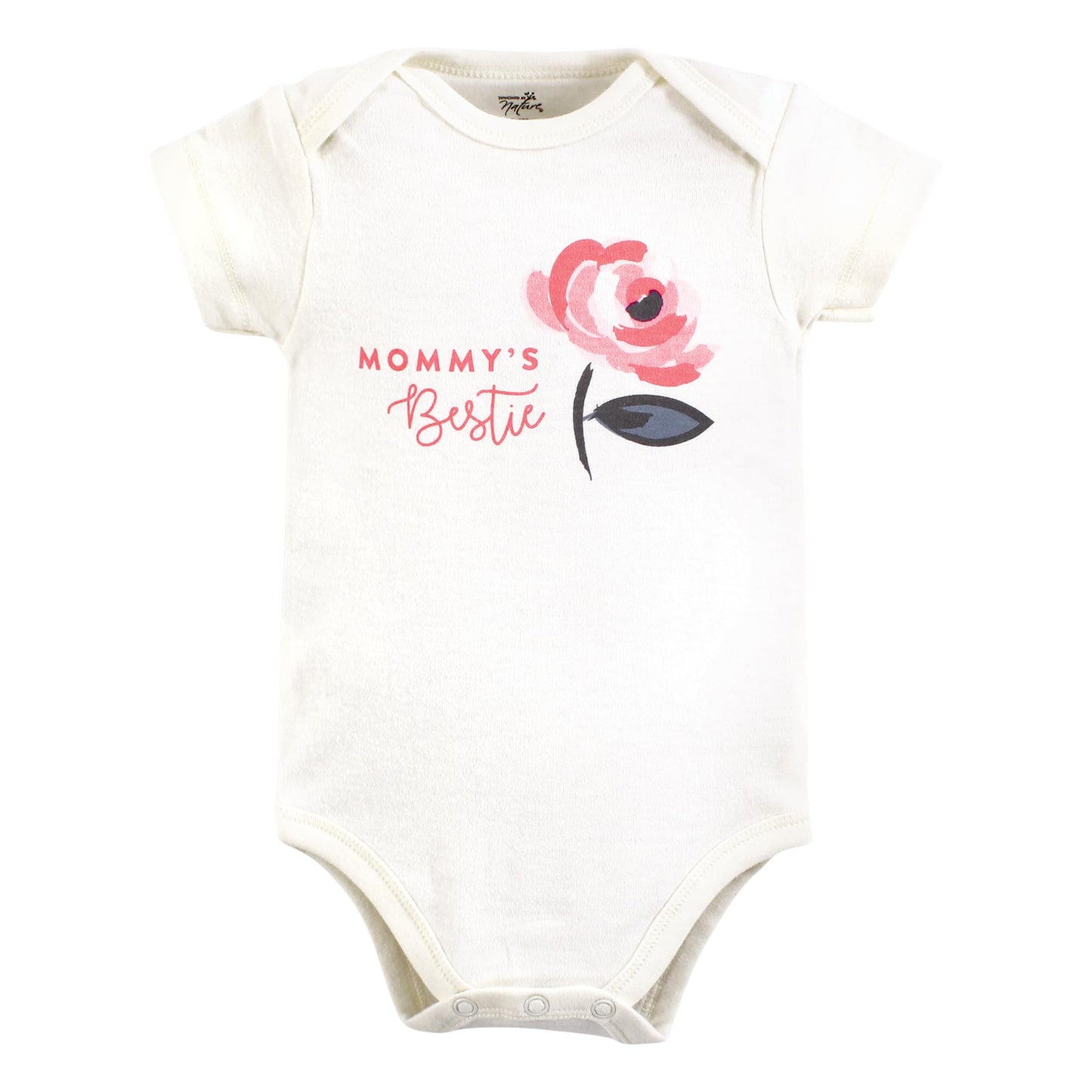 Touched By Nature Unisex Baby Organic Cotton Bodysuits, Bubblegum Floral, 6-9 Months