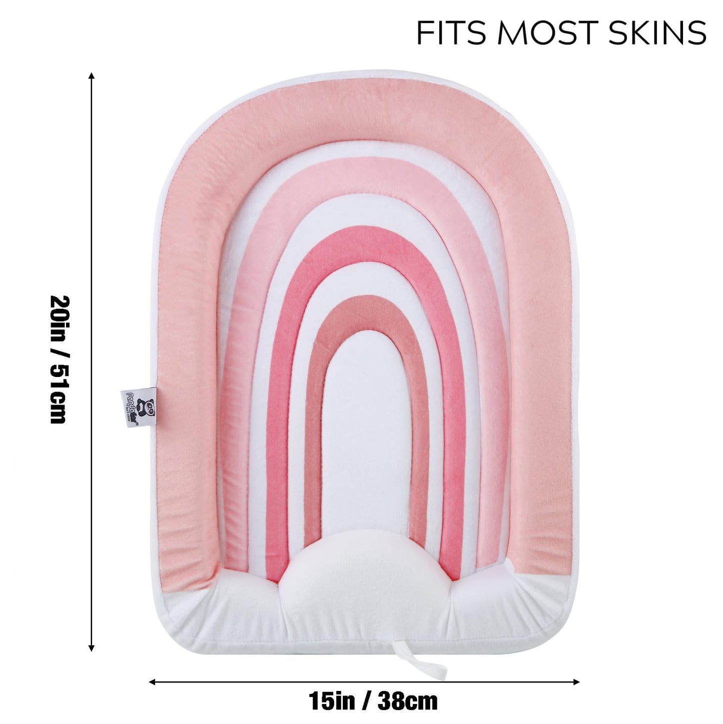 Pandaear Baby Bath Pad For Infant Newborn | Bath Seat Soft Rainbow Cushion Mat For Sink Bathtub Essentials Shower Gift (Pink)
