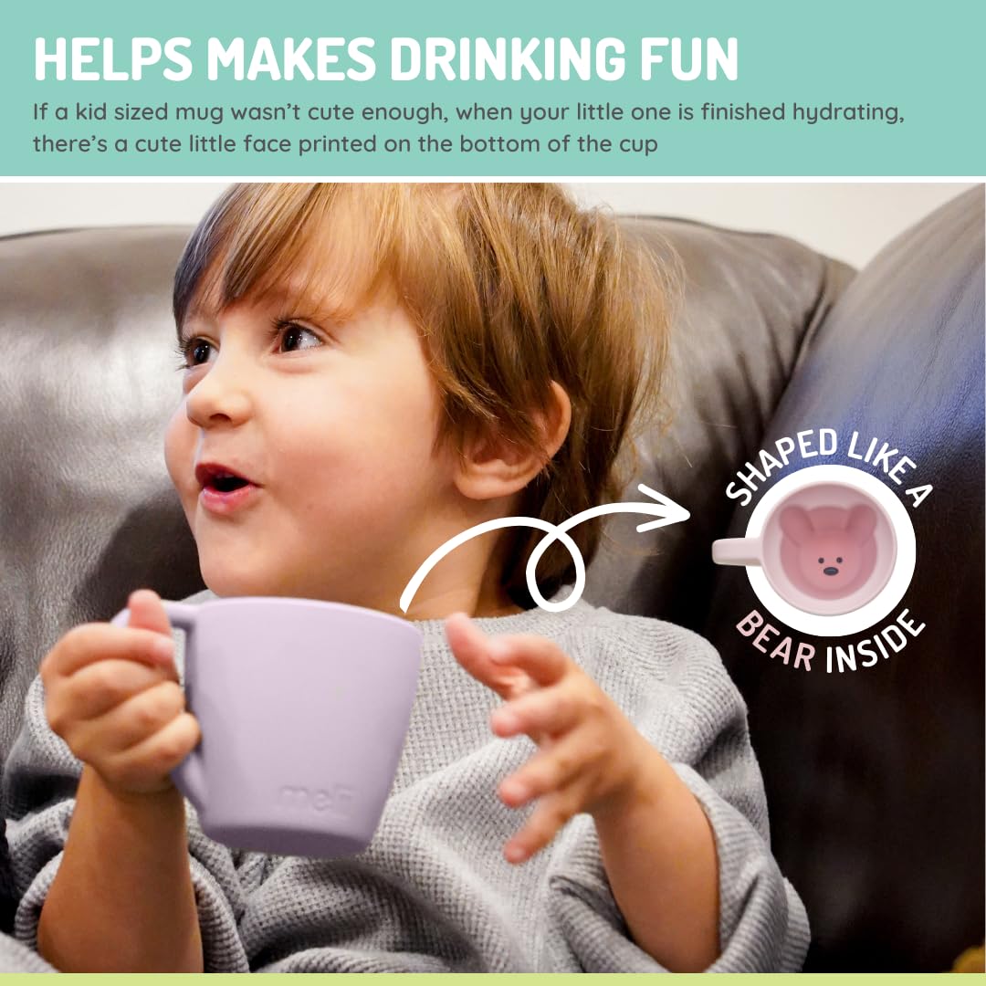 Melii Silicone Bear Mug, Cup For Toddlers Kids And Children (Pink - 1 Pack)