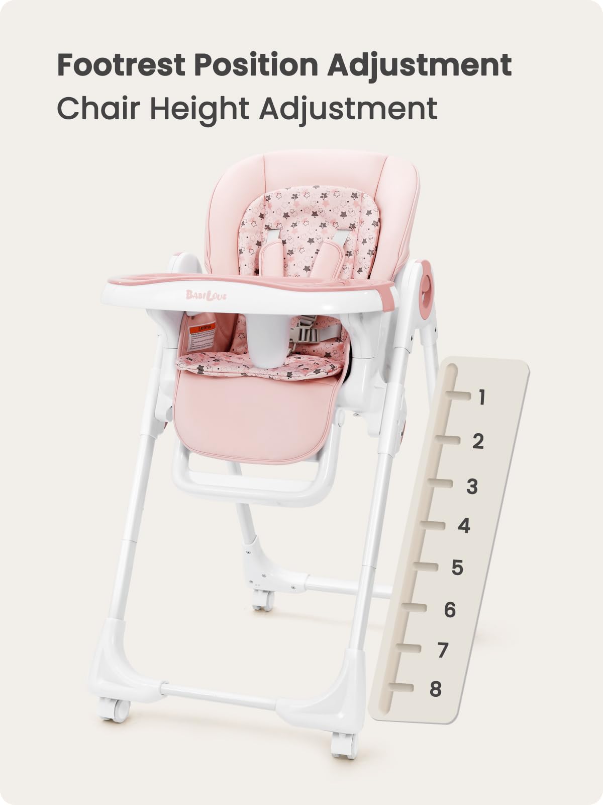 Babilous Convertible High Chairs For Babies And Toddlers, Foldable High Chair With Adjustable Backrest, Footrest And Tray, Baby