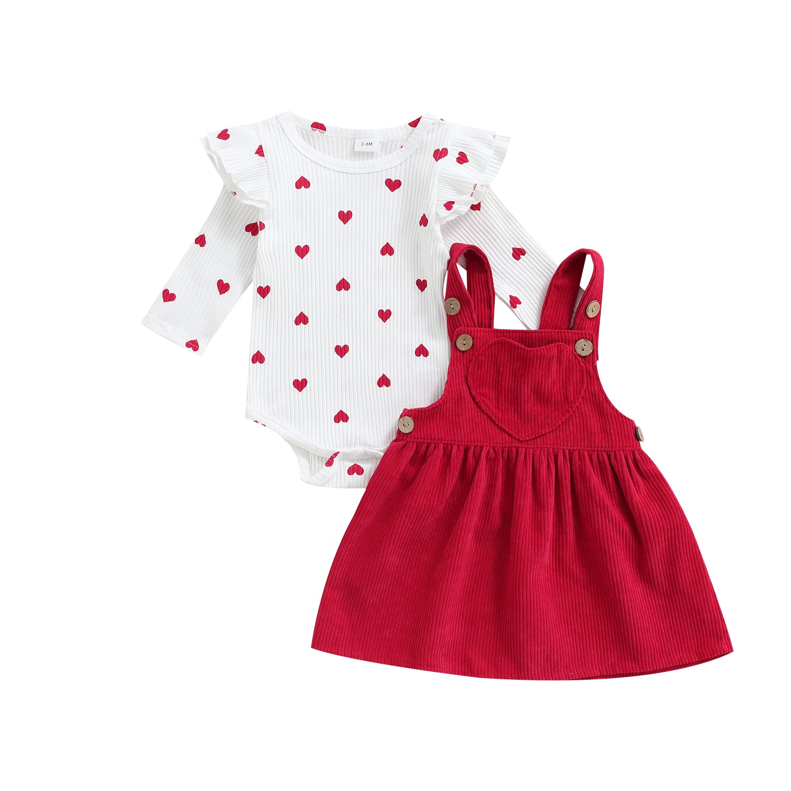 Rsrzrcj Newborn Baby Girl Valentines Day Outfit Long Sleeve Heart Print Bodysuit WBBAPB09P7H4H7J