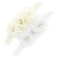My Lello Baby Flower Headbands Fabric Beaded Trio Stretchy Elastic Pair (Ivory/White)