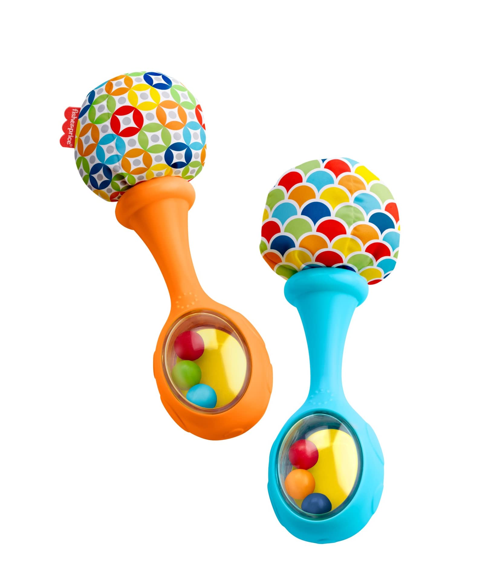 Fisher-Price Baby Newborn Toys Rattle n Rock Maracas, Set of 2 Soft Musical Instruments for Babies 3+ Months, Blue Orange