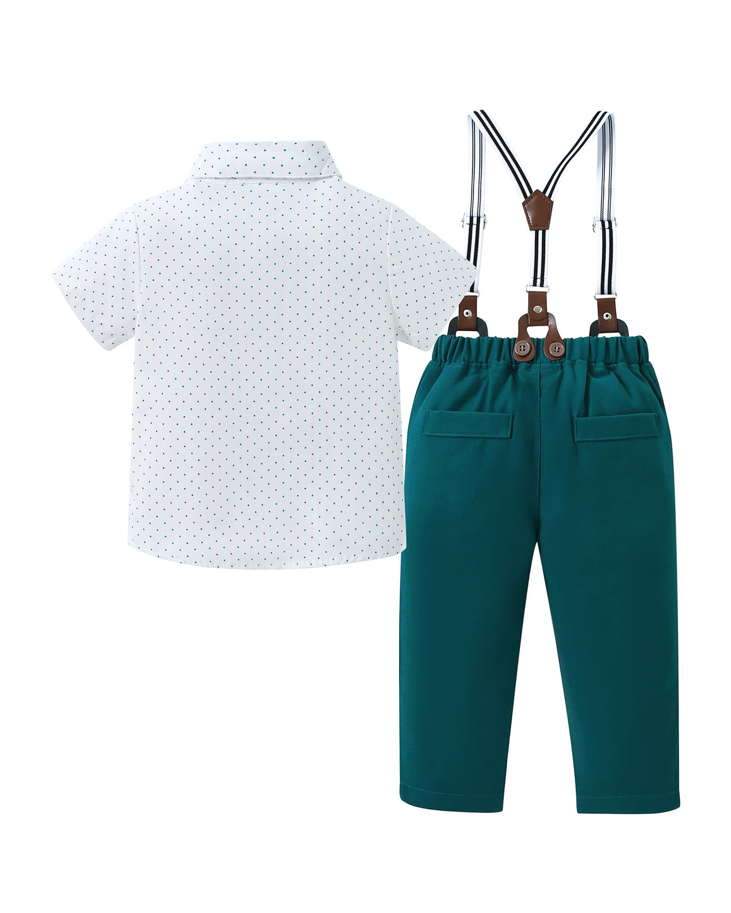 Disaur Baby Boy Clothes Suits, 1-5T Toddler Dress Short Shirt With Bowtie + Suspender Pants Outfit Sets Gentleman Wedding