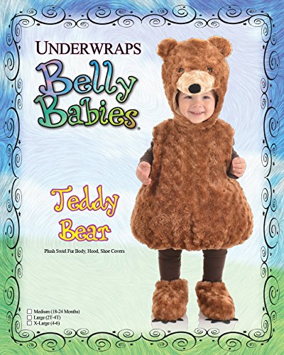 Teddy Bear Plush Belly Toddler Costume, Medium Color Brown