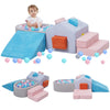Foam Climbing Blocks For Toddlers,6 Pieces Soft House-Shaped Play Gym With Safety Edges,Montessori Toys For Indoor Active Play,B