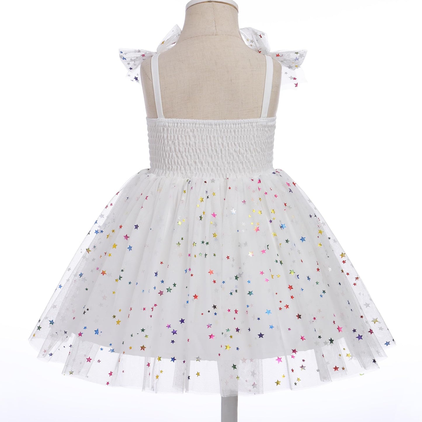 Idopip Baby Girls Sequin Star Tutu Dress Summer Sleeveless Backless Princess Birthday Party Dresses Toddler Girl First Communion