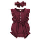 Younger Tree Toddler Baby Girl Ruffled Sleeveless Romper Casual Summer Jumpsuit Cotton Linen Clothes (Button-Red, 18-24 Months)