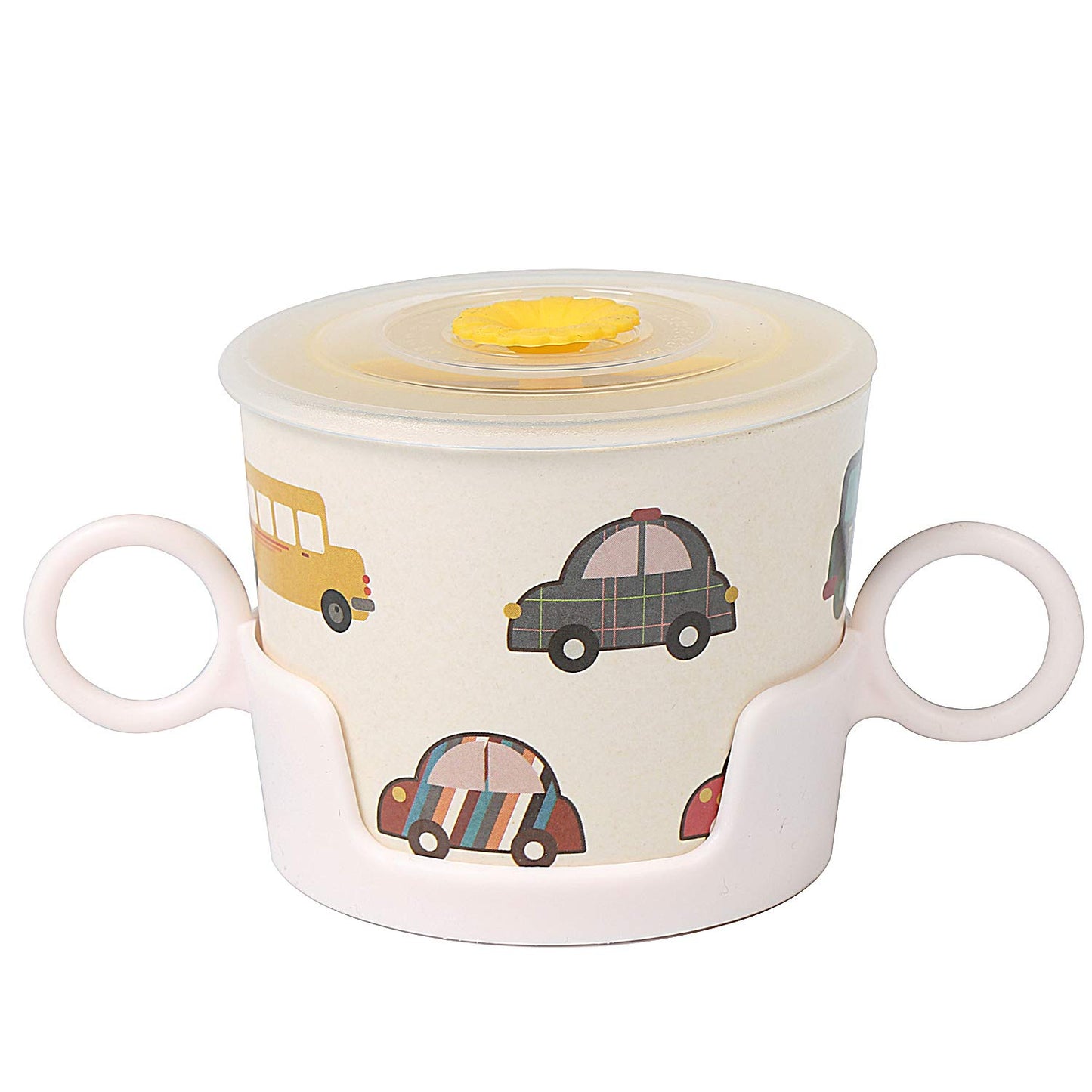 Shopwithgreen 7Pcs/Set Bamboo Kids Dinnerware Set - Children Dishes - Food Plate Bowl Cup Spoon Fork Set Dishware, Cartoon Table