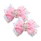 2 Pack 6th Birthday Hair Bow for Girls, Pink Hair Clips Hair Accessories for Girls 1 2 3 4 5 6 Years Birthday Confetti Ice Cream