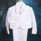 Lito Angels Boys' Formal Tuxedo Suits Wedding Christening Outfits No Tail 5 Piece Set Size 3-4T White