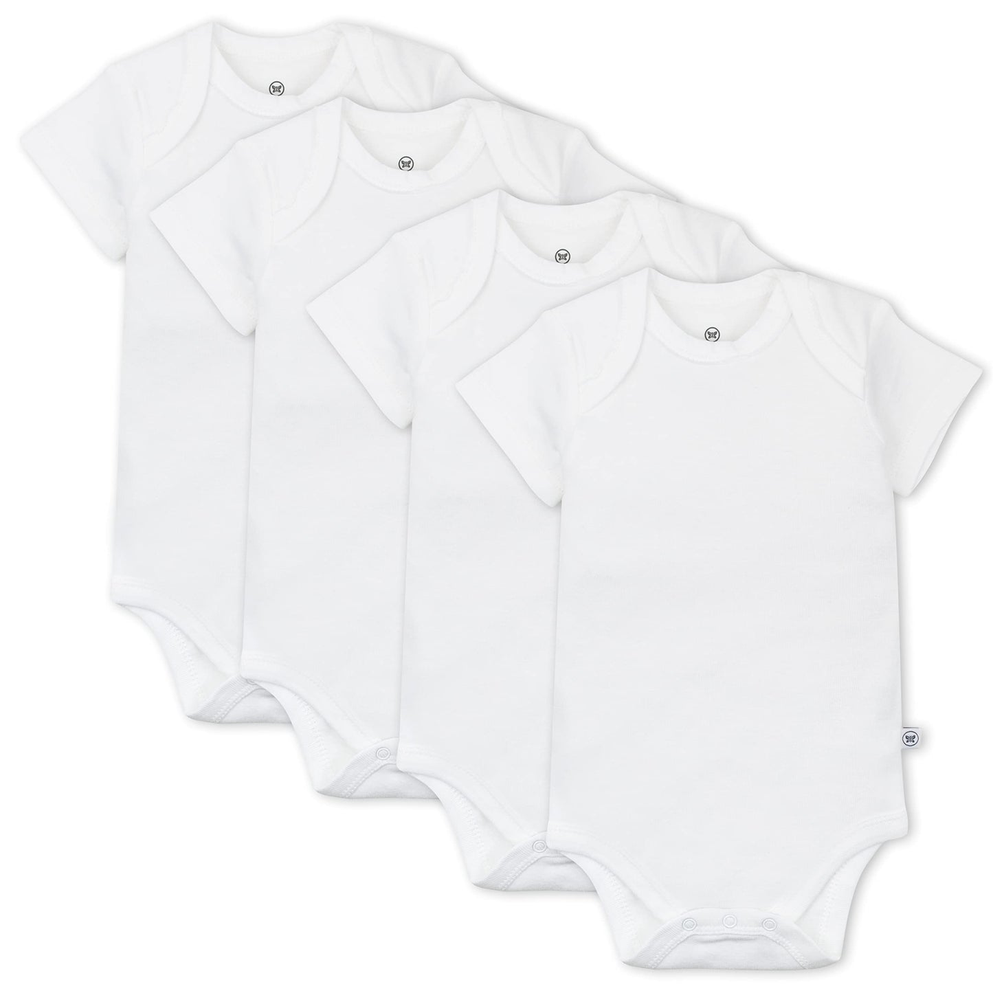 Honestbaby Unisex Baby Organic Cotton Short Sleeve Bodysuits Multi Pack And Toddler T Shirt Set, 4 Pack Bright White, 6-9 Months