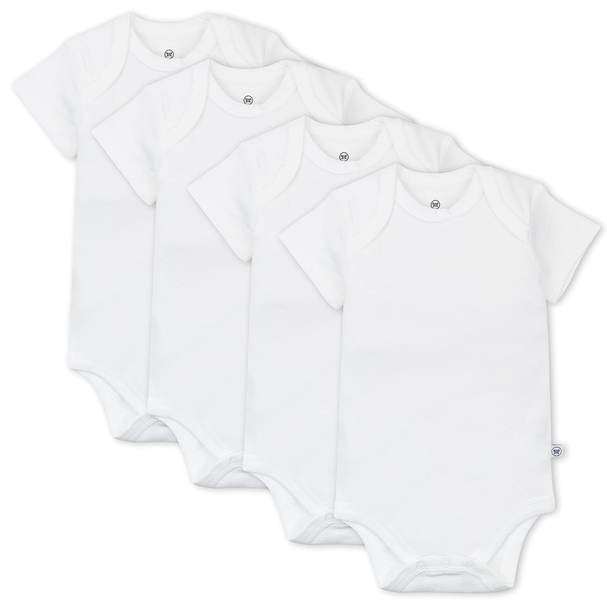 Honestbaby Unisex Baby Organic Cotton Short Sleeve Bodysuits Multi Pack And Toddler T Shirt Set, 4 Pack Bright White, 6-9 Months