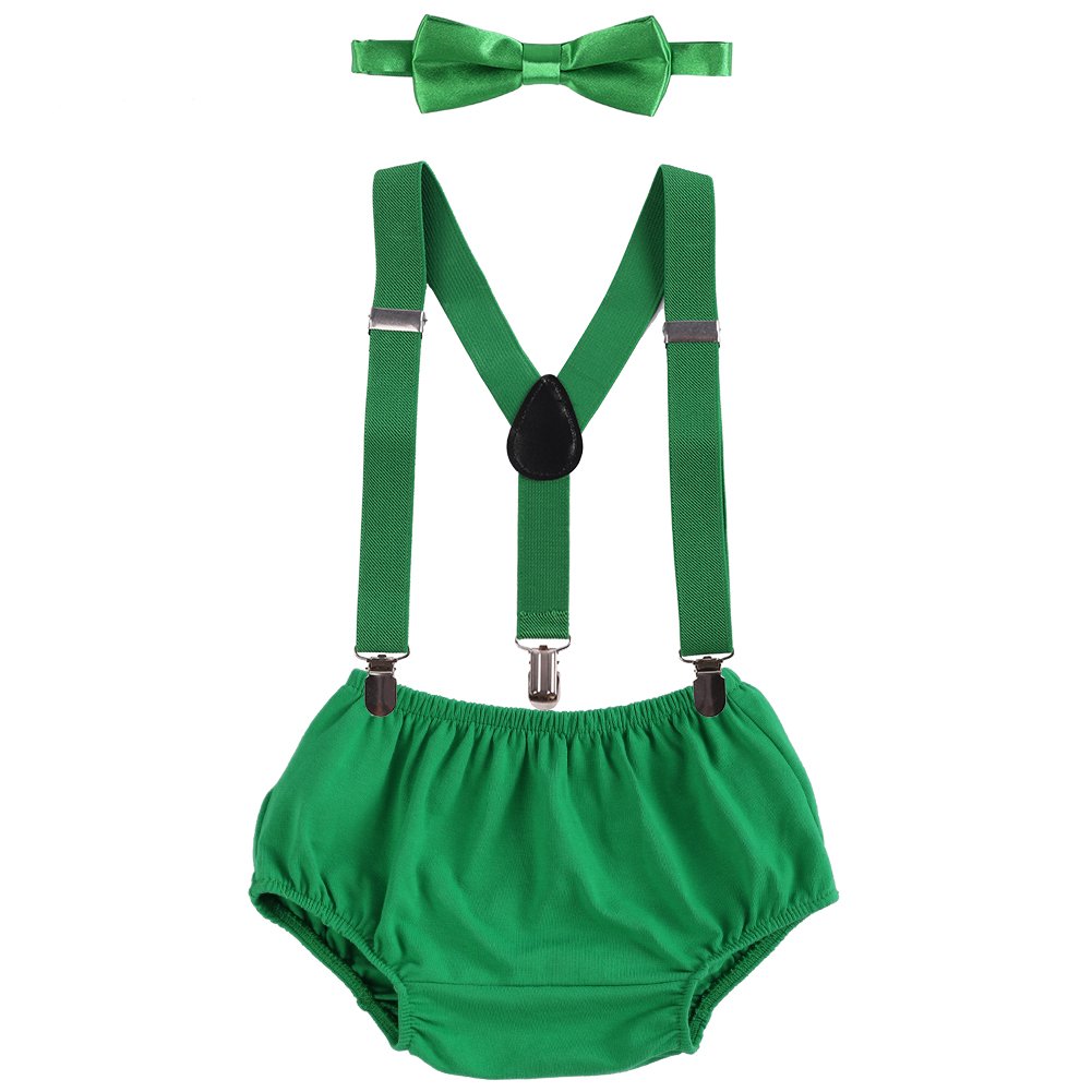 Baby Boys Cake Smash Clothes Diaper Suspenders Pants Bow Tie 3Pcs Set First 1St WBBAPB07D7YQ9NX