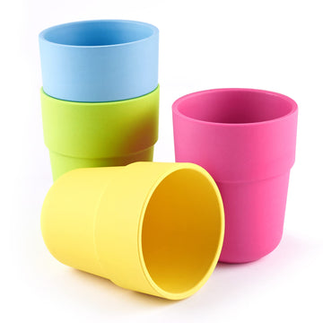 Get Fresh Pla Kids Cups Set - 4-Pack Melamine-Free Dinner Cups For Kids And Toddlers - Microwave Safe Stackable Bpa-Free Pla Chi