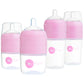 Popyum Pink Formula Making Baby Bottle Starter Set, 4 Bottles, 2X 5Oz Bottles With #1 Slow Flow Nipples + 2X 9Oz Bottles With #2