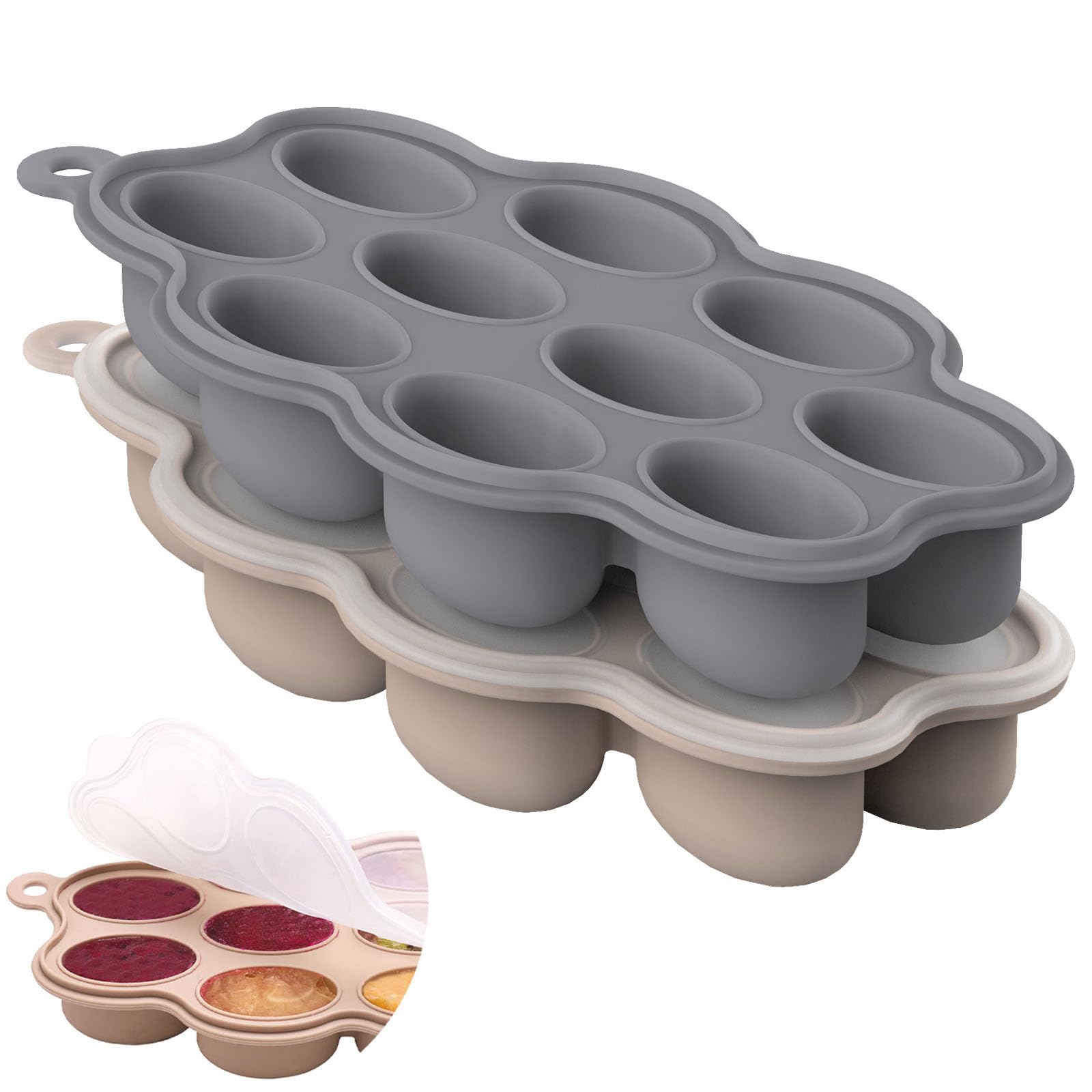 Btrfe Silicone Baby Food Freezer Tray 2Pack Perfect Food Storage Containers For Homemade Baby Food, Fruit Purees, Breastmilk, Ve