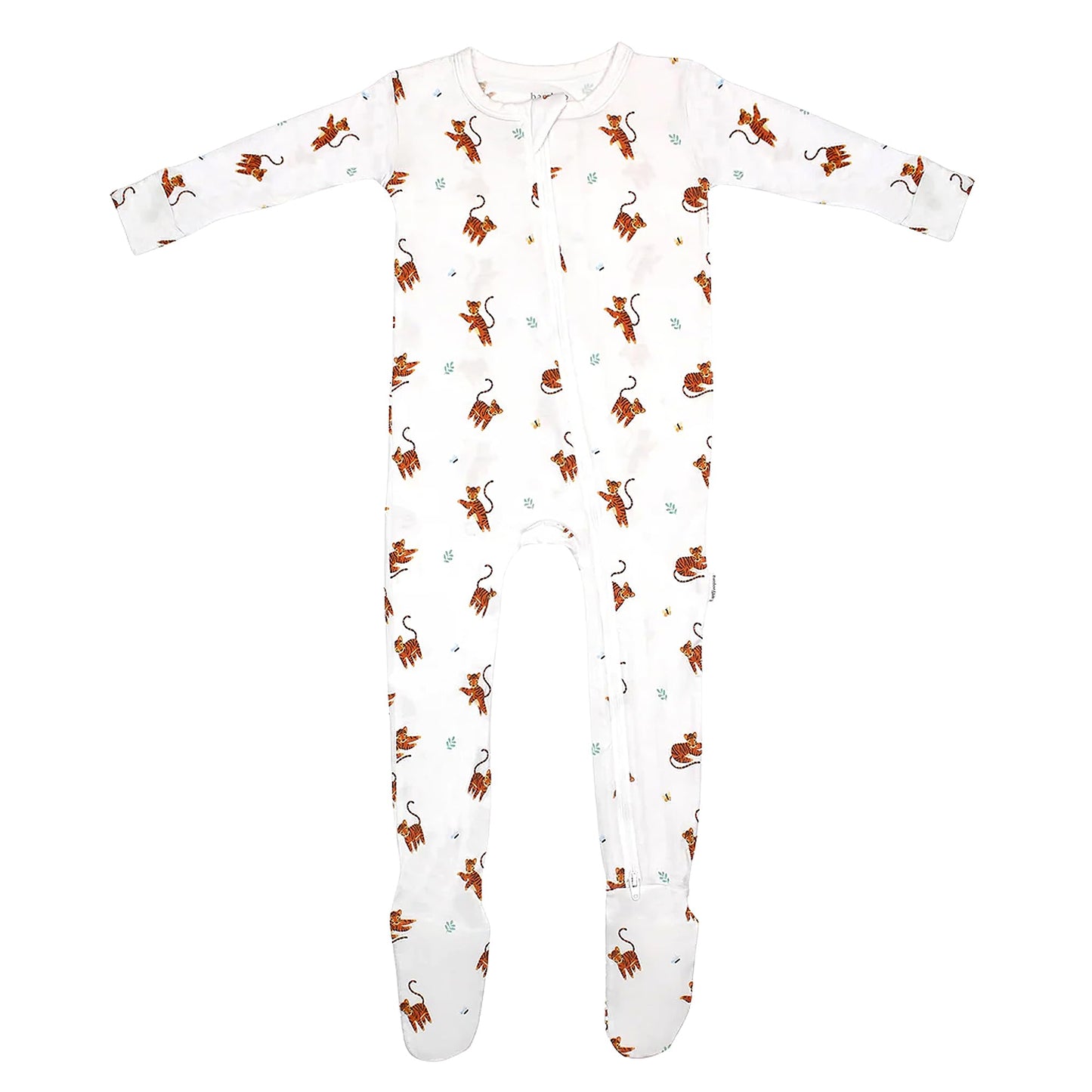 Soft Bamboo Viscose Footies, 2-Way Zipper, Unisex, 3-6 Months, Tiger, 95% Viscose Made From Bamboo, 5% Spandex - Imported
