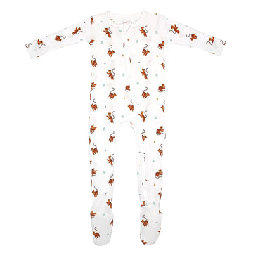 Soft Bamboo Viscose Footies, 2-Way Zipper, Unisex, 3-6 Months, Tiger, 95% Viscose Made From Bamboo, 5% Spandex - Imported