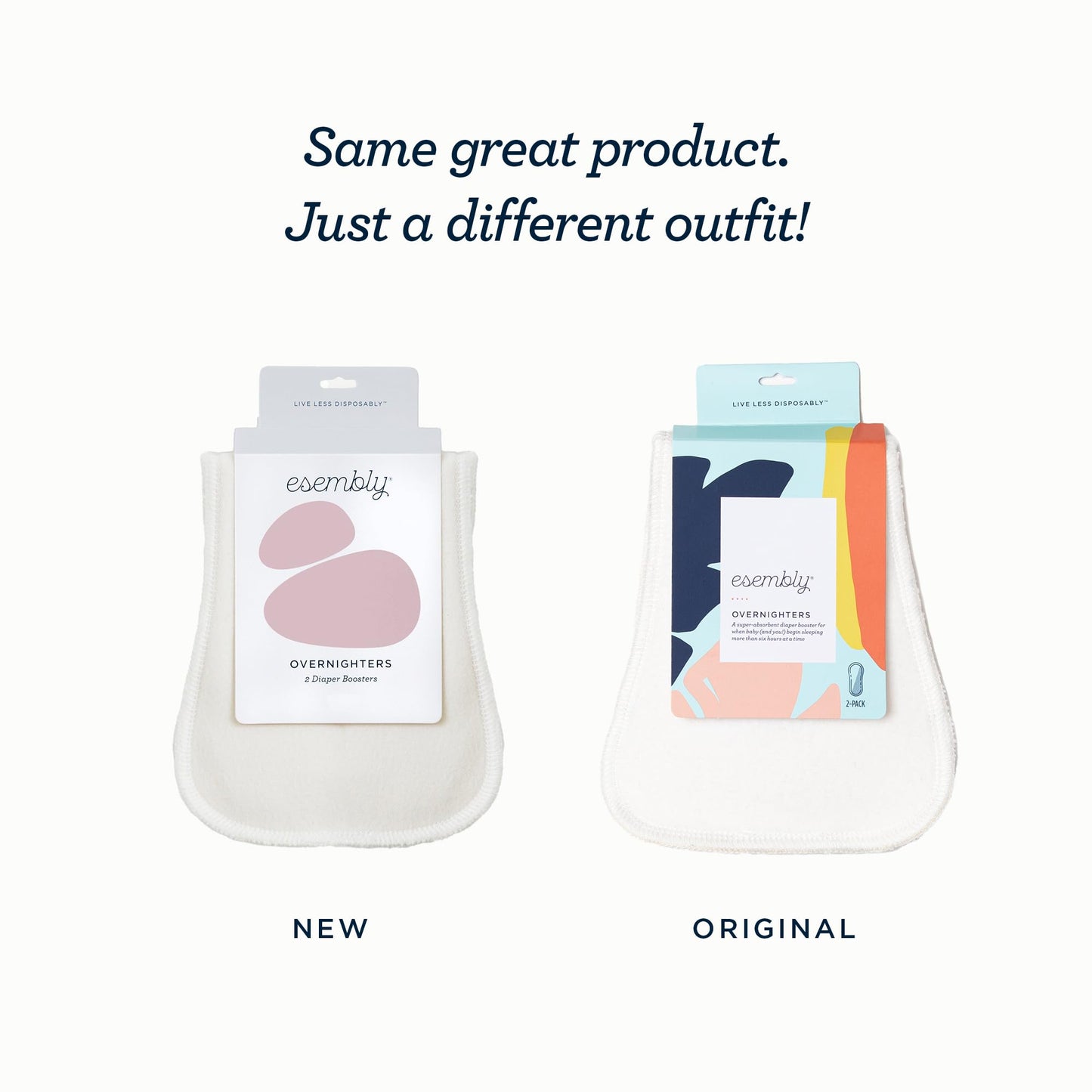 Esembly Overnighters - Organic Cotton Cloth Diaper Booster Inserts with Stay-Dry Fleece - Reusable Nighttime Absorbency Doublers