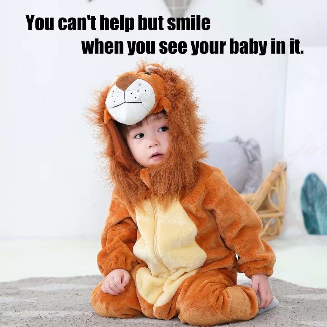Qiaoniuniu Halloween Baby Lion Costumes With Mane, Toddler Outfit Infants Cosplay Romper 2-3 Years