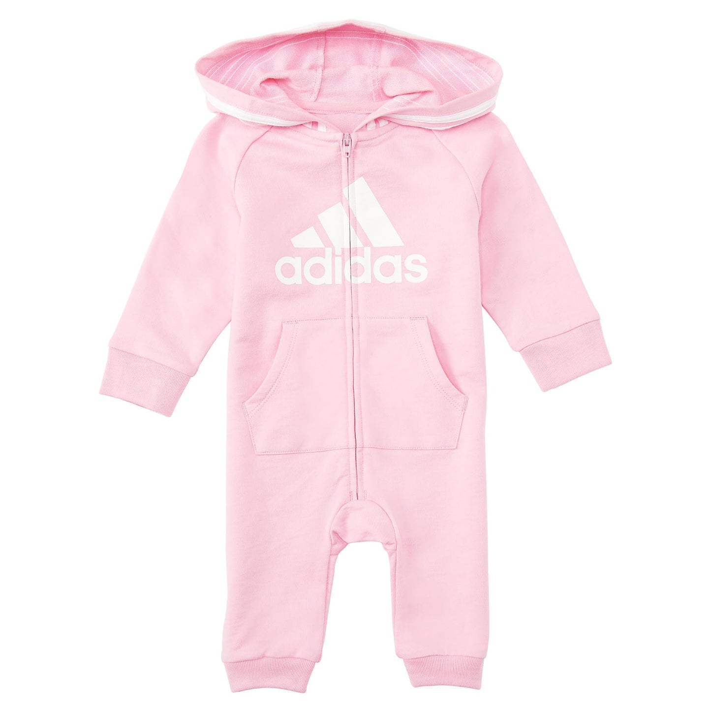 Adidas Baby Girls Long Sleeve Hooded Coverall, Clear Pink, 18 Months
