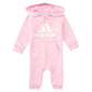 Adidas Baby Girls Long Sleeve Full-Zip Hooded Onesie Jumpsuit Hoodie, Clear Pink, 12 Months