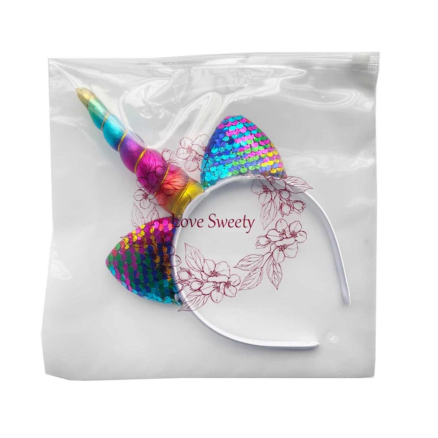 Love Sweety Unicorn Headband Rainbow Crown Halloween Animal Ear Headband Costume Hair Bands(Cat Rainbow)