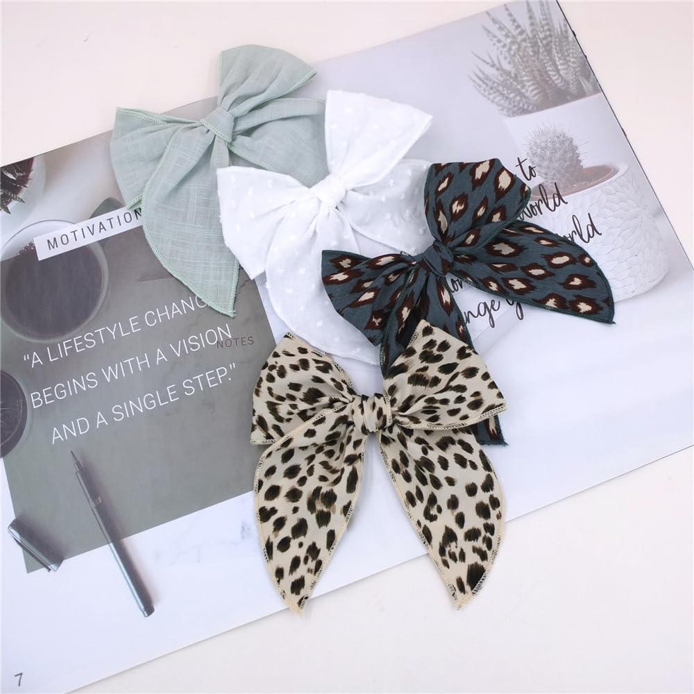 Pack Of 4 Gorgeous Fable Bow Hair Clips For Girls Women Linen Hair Bow Alligator Clips Toddler Baby Mom Young Girl Hair Accessor