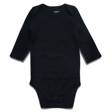 Romperinbox Unisex Solid Baby Bodysuit 0-24 Months (6-9 Months, Black Long Sleeve)