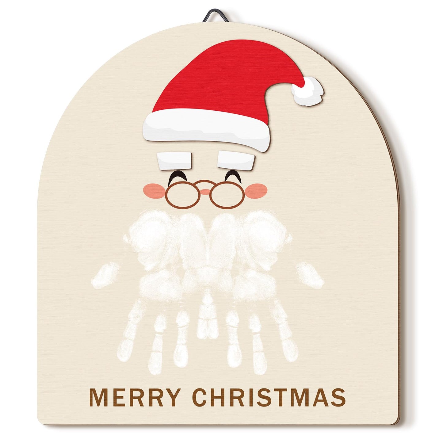 Beeveer Babys First DIY Winter Snowman Art Footprint Wooden Mistletoe Craft Milestone Card Rustic Hanging Ornament Nursery Foot