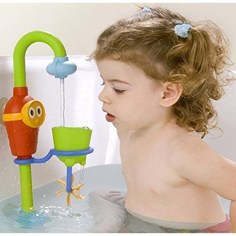 Yookidoo Toddler and Baby Bath Toy (Ages 1-3): Flow N Fill Spout-3 Stackable Play Cups - Battery Operated Moveable Hose Toy and