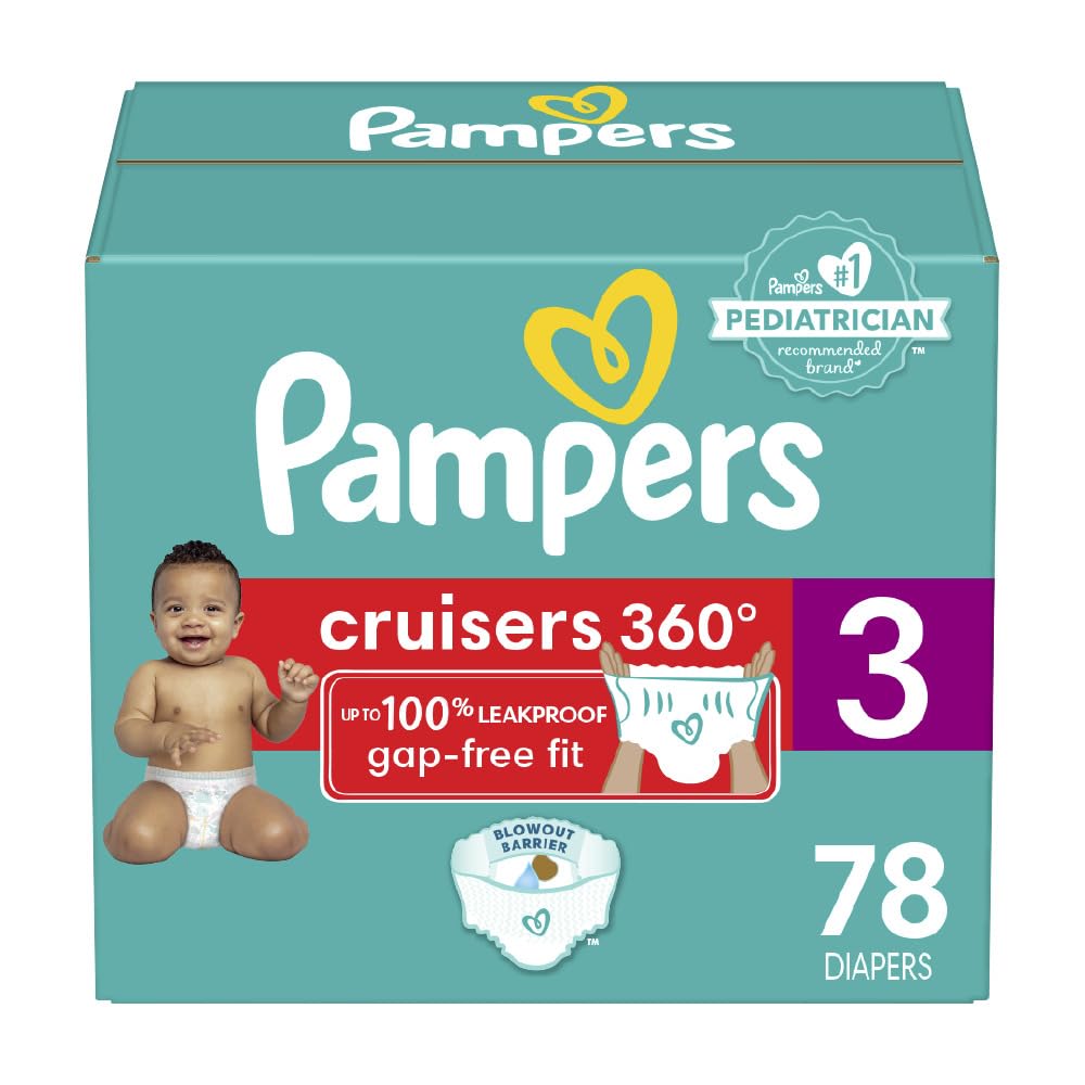 Pampers Diapers - Cruisers 360 - Size 3, 78 Count, Babyproof Up To 100% Leakproof Pull-On Diaper
