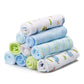 Spasilk Washcloth Wipes Set For Newborn Boys And Girls, Soft Terry Washcloth Set, Pack Of 10, Blue Elephants