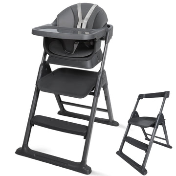 6-in-1 Baby High Chair, Convertible Highchair for Babies to Toddlers, Step Stool for Dining Time, Foldable & Easy Clean, Space-S