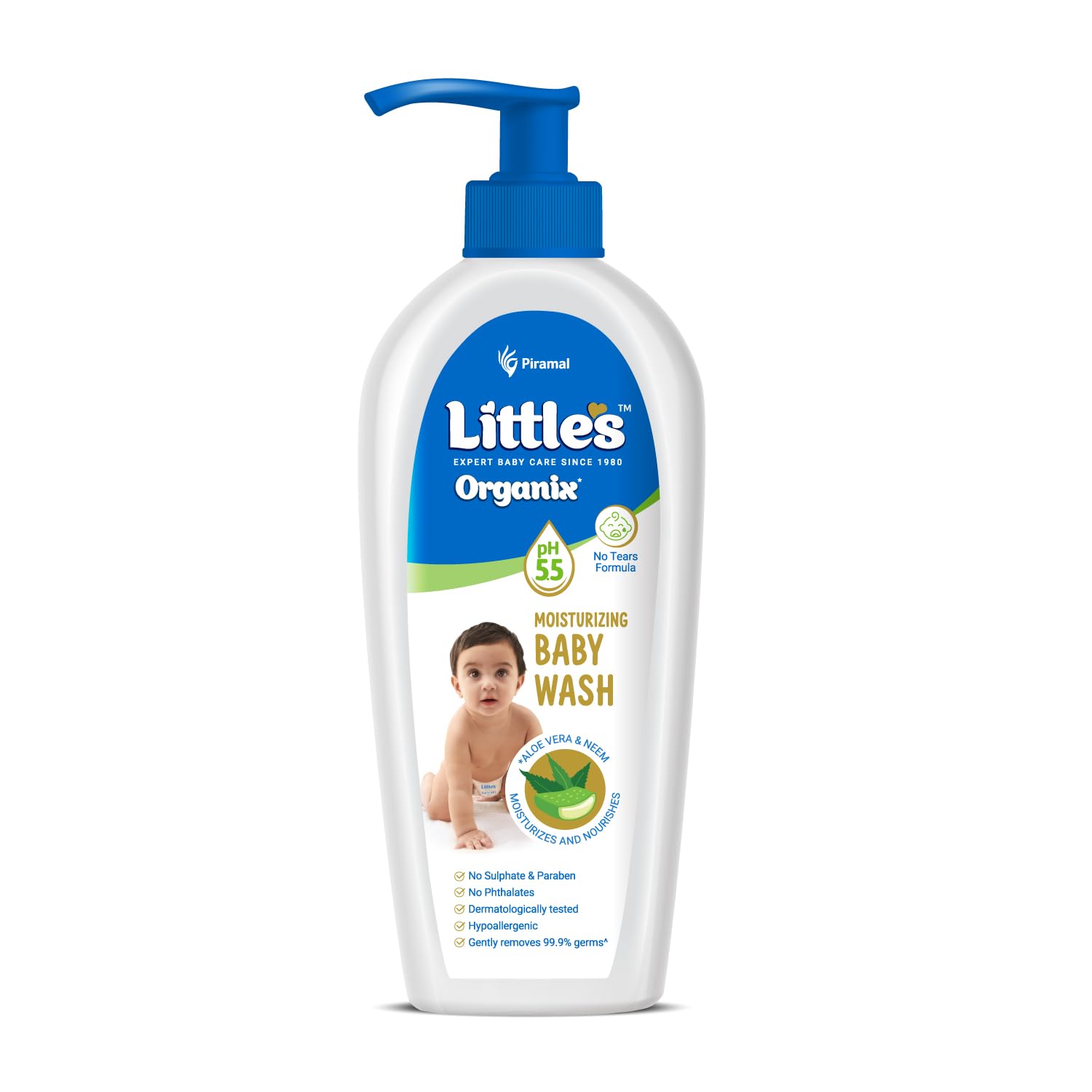 LittleS Organix Gentle Baby Wash 400Ml - Pump Pack | Dermatologically Tested | With Organic Aloe Vera & Neem | Ph Balanced | Al