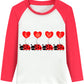 Ddsol Toddler Little Girl Valentine Day Shirt Baby Kid Love Heart Ladybug Print Tshirt Red White Raglan Long Sleeve Cotton Tee T