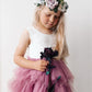 2Bunnies Girl Peony Lace Back A-Line Tiered Tutu Tulle Flower Girl Dress (Mauve Sleeveless Short, 12M)