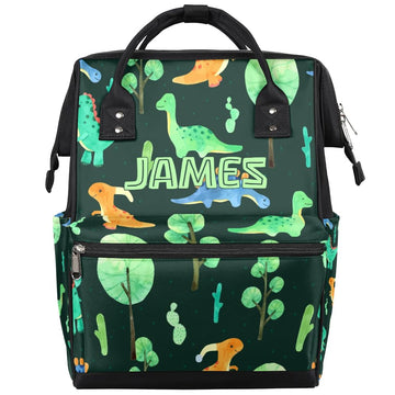 SPYORBKX Custom-Baby-Boy-Backpack Dinosaur Nappy-Bag Personalized Diaper-Backpack for New Dad Mom Gifts Stroller Rucksack for Ba