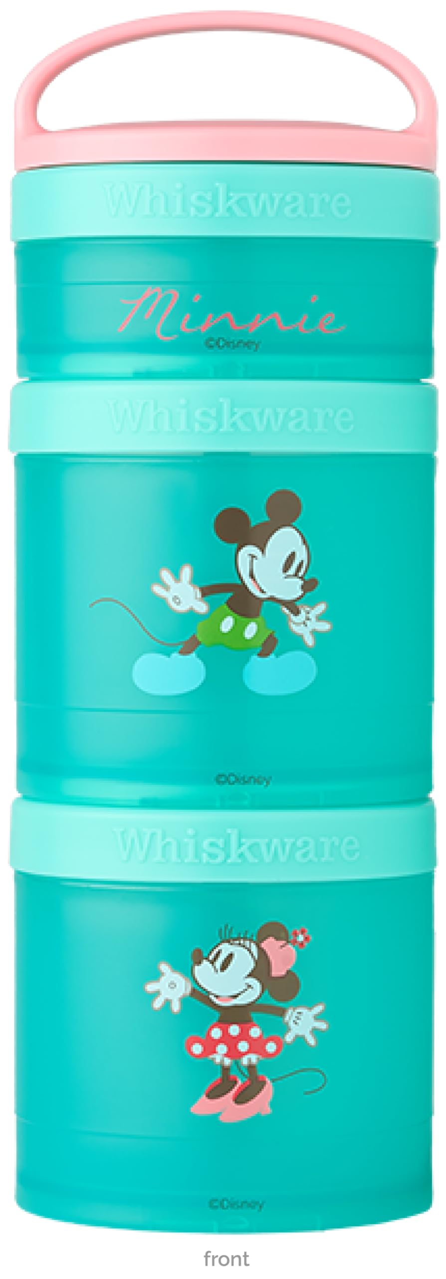 Whiskware Disney Stackable Snack Containers for Kids and Toddlers, 3 Stackable Snack Cups for School and Travel, Mickey and Minn