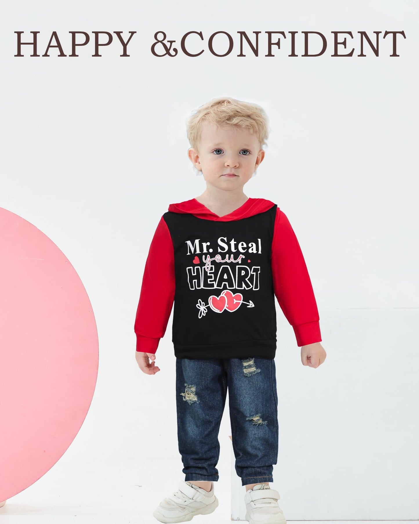 Nzrvaws Baby Boy Clothes 4T Toddler Boy Outfits Valentines Day Hoodie Shirt Ripped Jeans Clothing Infant