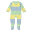 Honestbaby Baby Celebration Sleep & Play Footed One-Piece Pajama Sleeper 100% Organic Cotton, Easter Stripe Blue