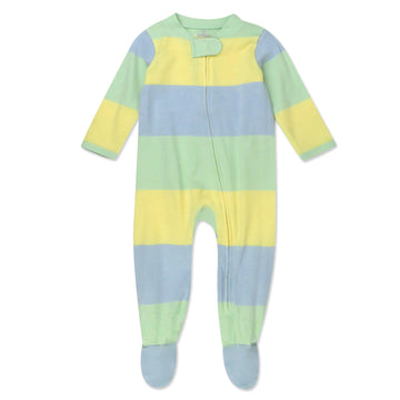 Honestbaby Baby Celebration Sleep & Play Footed One-Piece Pajama Sleeper 100% Organic Cotton, Easter Stripe Blue