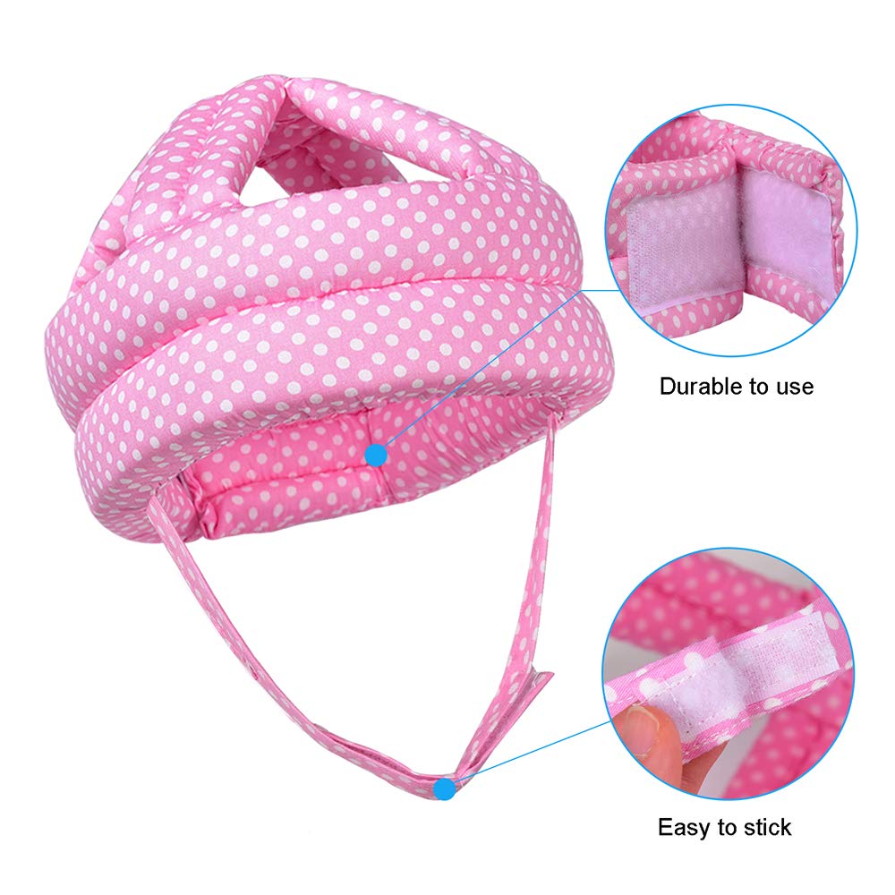 Toraso Baby Helmet & Baby Knee Pads For Crawling,Infant Helmet & Walking Baby Helmet,For Age 6-36 Months,Pink Dots(A)