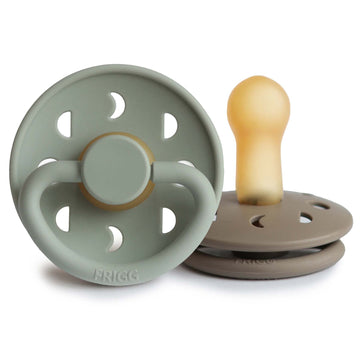 Frigg Moon Natural Rubber Baby Pacifier | Made In Denmark | Bpa-Free (Sage/Portobello, 6-18 Months) 2-Pack