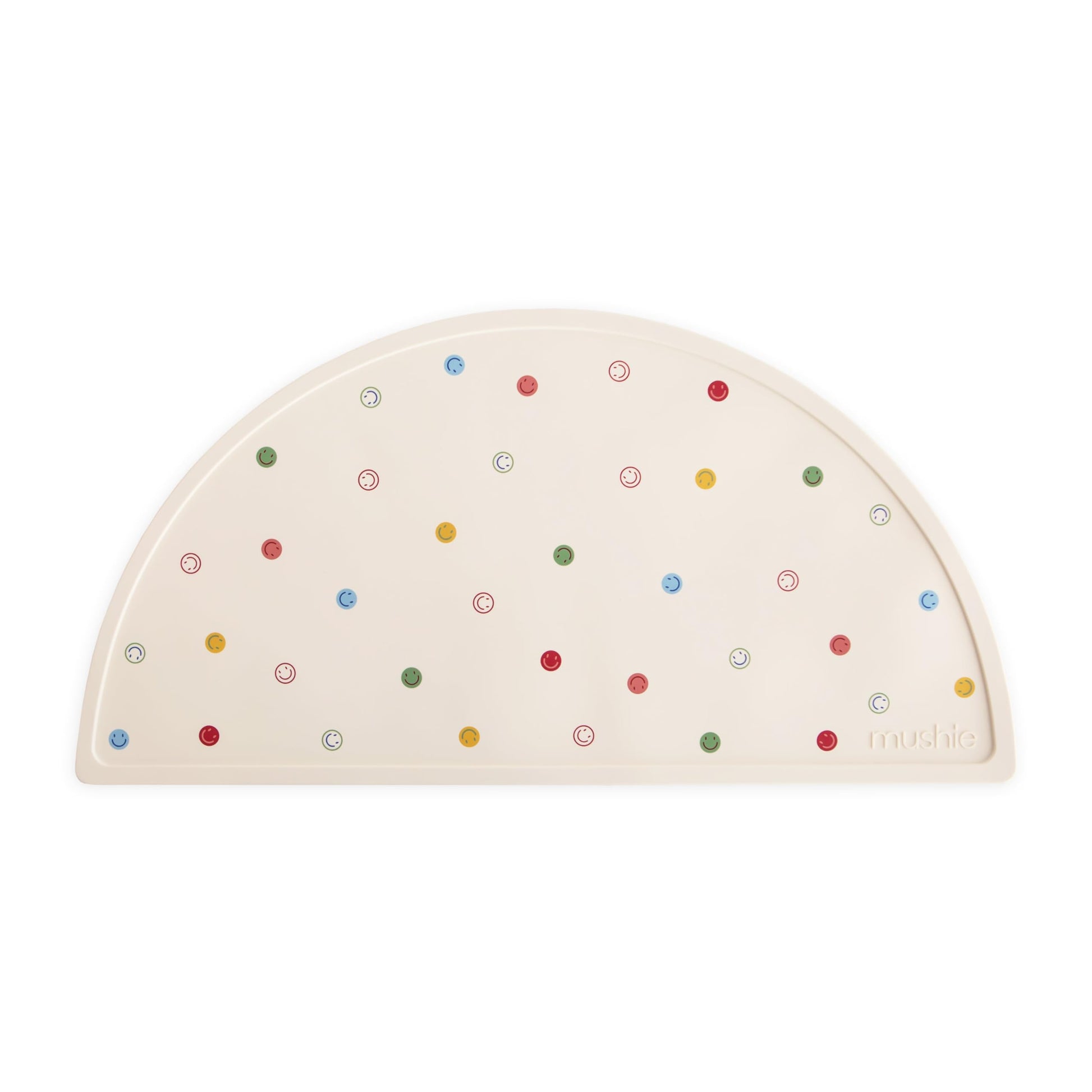 mushie Silicone Placemat for Kids | BPA-Free Non-Slip Design (Smiley Face)