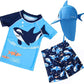 Baopteil Baby Boys Two Pieces Swimsuit Sets Toddler Bathing Suit Rash Guards Sunsuit Swimwear With Hat Upf 50+(Mechanical Shark,