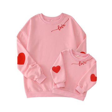 Ritatte Mommy And Me Valentine'S Day Outfit Love Heart Graphic Family Matching Sweatshirt Crewneck Long Sleeve Pullover Top(2Xl,