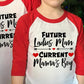 Future Ladies Man Current Mama'S Boy Raglan T-Shirt Toddler Boy Valentine'S Day 3/4 Sleeve Top Spring Cotton Outfit (1-2T, Red)