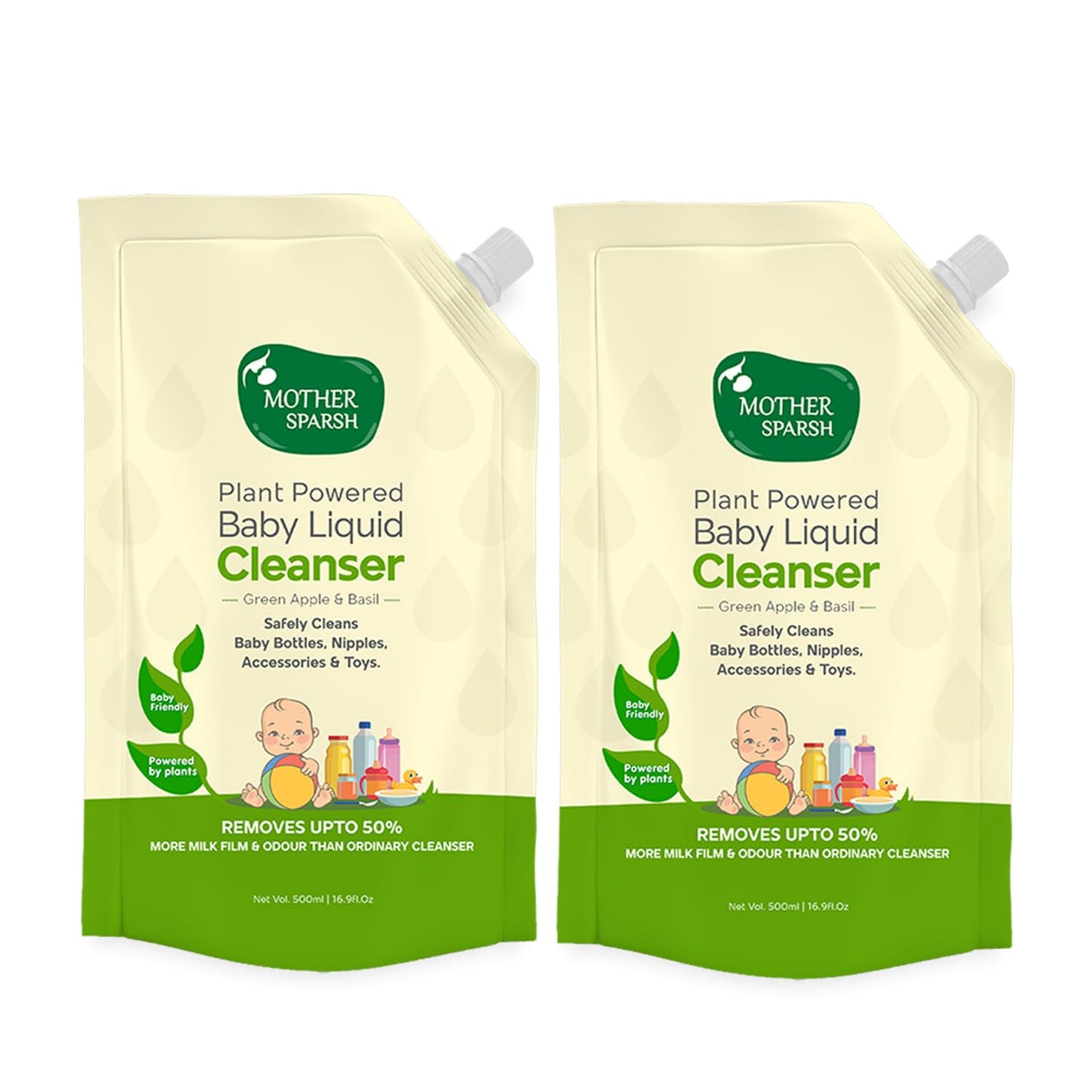Mother Sparsh Natural Baby Liquid Cleanser (Powered By Plants) Cleanser For Baby Bottles, Nipples, Accessories And Toys, Refill 